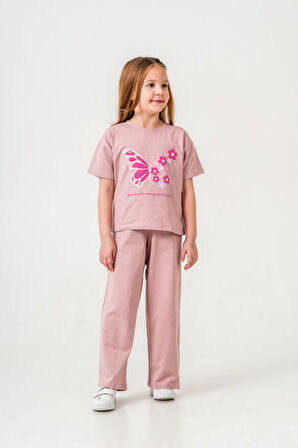 Kelebek Baskılı Kız Çocuk Takım 034