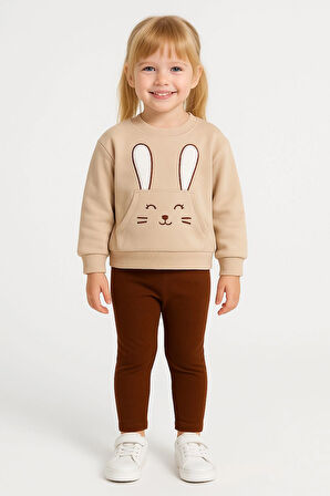 Tavşan Nakışlı Kız Bebek Takım 20155