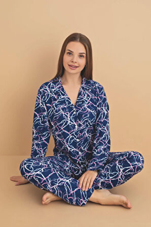 Desenli Kadın Pijama Takımı 4000