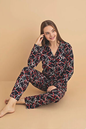 Desenli Kadın Pijama Takımı 4000