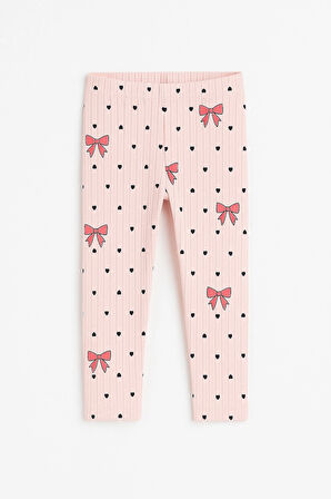 Çiçek ve Kurdela Baskılı Kız Çocuk 2'li Tayt 20605-1