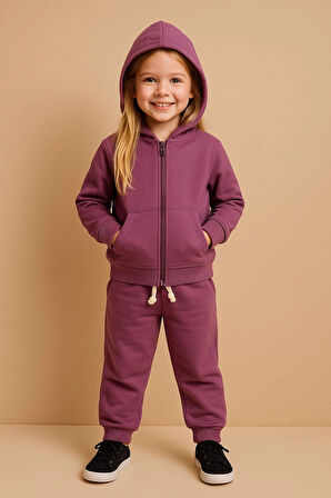 Kapşonlu Kız Çocuk Takım 20411-1
