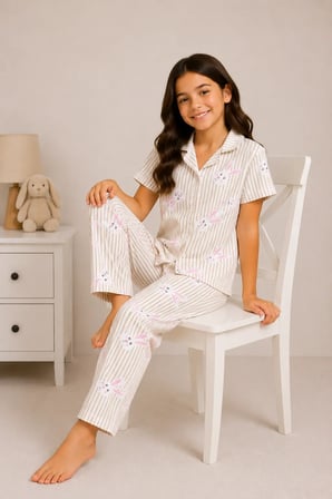 Desenli Kız Çocuk Pijama Takımı 9927