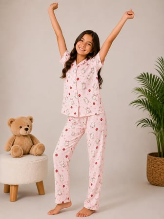 Desenli Kız Çocuk Pijama Takımı 9927