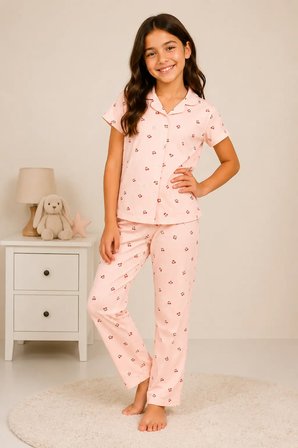 Desenli Kız Çocuk Pijama Takımı 9927