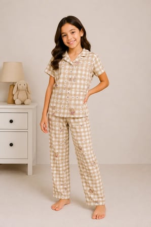 Desenli Kız Çocuk Pijama Takımı 9928