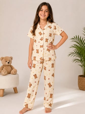 Desenli Kız Çocuk Pijama Takımı 9928