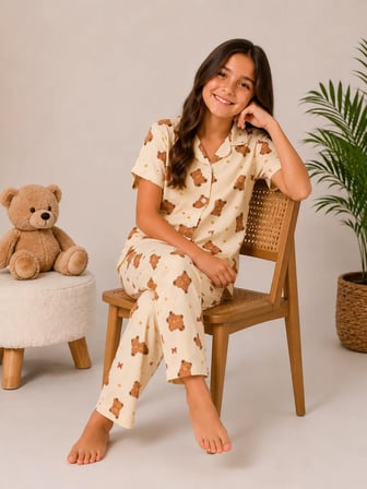 Desenli Kız Çocuk Pijama Takımı 9928
