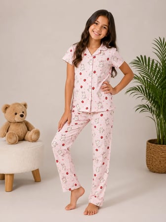 Desenli Kız Çocuk Pijama Takımı 9928
