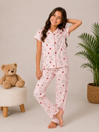 Desenli Kız Çocuk Pijama Takımı 9928