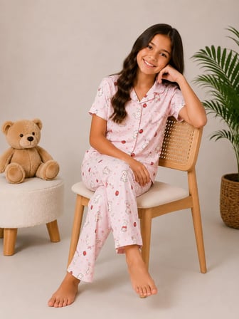 Desenli Kız Çocuk Pijama Takımı 9928
