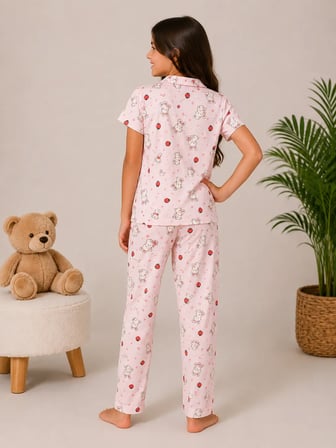 Desenli Kız Çocuk Pijama Takımı 9928