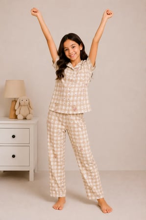 Desenli Kız Çocuk Pijama Takımı 9929