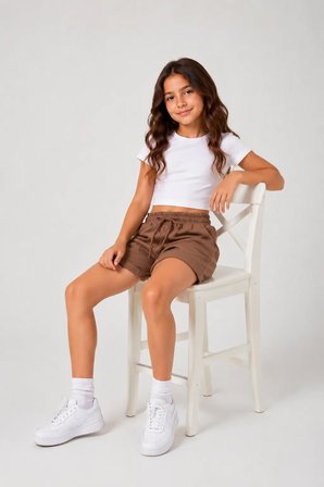 Basic Double Paça Kız Çocuk Şort 30605