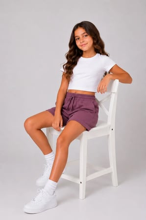 Basic Double Paça Kız Çocuk Şort 30605