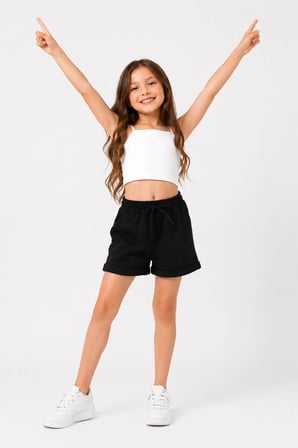 Basic Double Paça Kız Çocuk Şort 30605