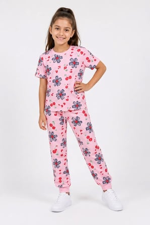 Desenli Kız Çocuk Pijama Takımı 91201