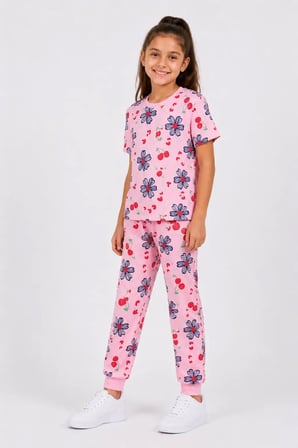 Desenli Kız Çocuk Pijama Takımı 91201