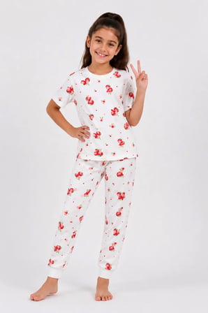 Desenli Kız Çocuk Pijama Takımı 91201