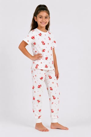 Desenli Kız Çocuk Pijama Takımı 91201