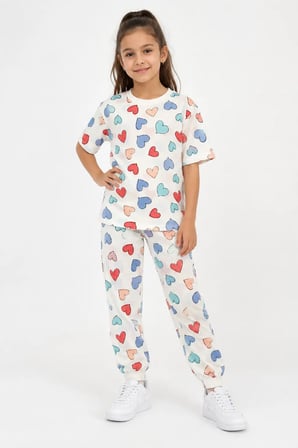 Desenli Kız Çocuk Pijama Takımı 91201