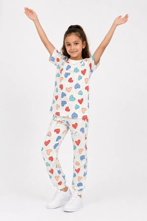 Desenli Kız Çocuk Pijama Takımı 91201