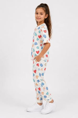 Desenli Kız Çocuk Pijama Takımı 91201