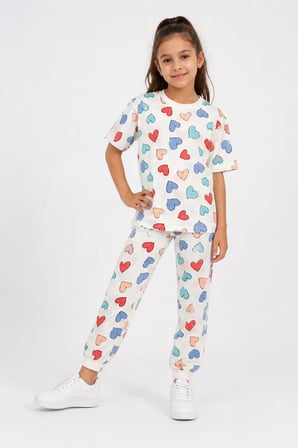 Desenli Kız Çocuk Pijama Takımı 91201