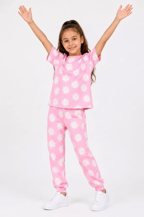 Desenli Kız Çocuk Pijama Takımı 91201