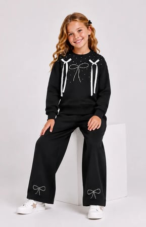 Kurdela Taş Detaylı Kız Çocuk Takım 32474