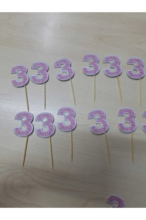 3 YAŞ DOĞUM GÜNÜ KÜRDANI CUPKEK PASTA SÜSÜ, KÜRDAN 15 Lİ PEMBE