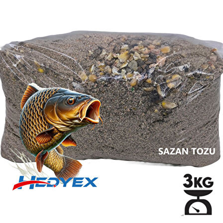 Hedyex 3Kg Sazan Tozu Yüksek Proteinli Özel Katkılı Sazan Alabalık Avı Toz Yem