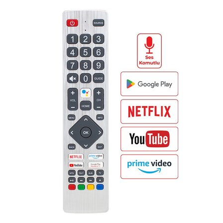 SHARP SH-V1 NETFLIX-YOUTUBE-GOOGLE PLAY TUŞ-PRIME VIDEO SES KOMUTLU LCD LED TV KUMANDA