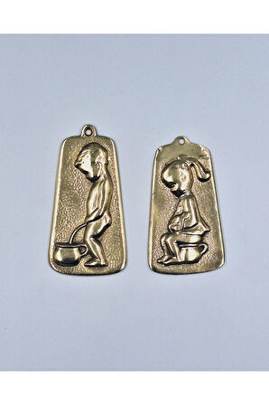 PİRİNÇ RETRO TUVALET SİMGESİ