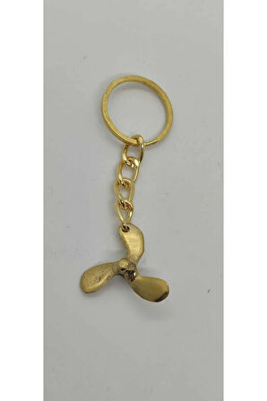 Pirinç 3 Kanatlı Pervane Anahtarlık  ( 3cm )