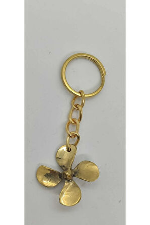 Pirinç 4 Kanatlı  Pervane Anahtarlık ( 3,5 cm)