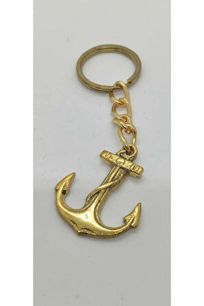 Pirinç Zincirli Çıpa Anahtarlık ( 4 cm )