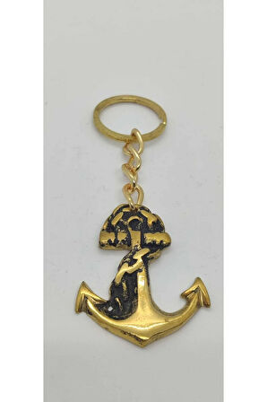 Pirinç Zincirli Çıpa Anahtarlık ( 5,5 cm )