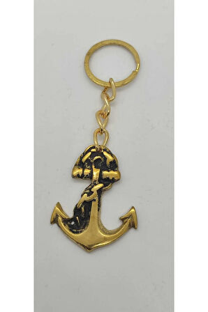 Pirinç Zincirli Çıpa Anahtarlık ( 5,5 cm )