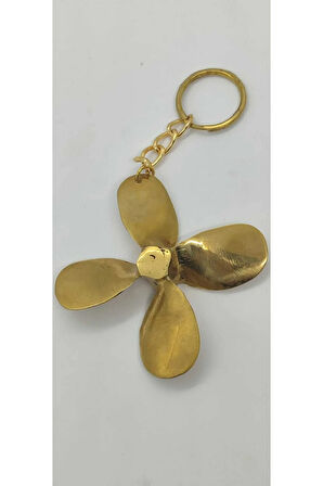 Pirinç  4 Kanatlı Pervane Anahtarlık (9cm)