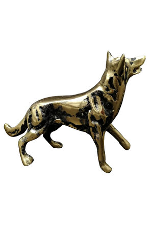 Pirinç Döküm Masa Süsü Biblo Kurt Köpeği