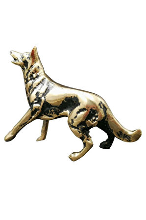 Pirinç Döküm Masa Süsü Biblo Kurt Köpeği