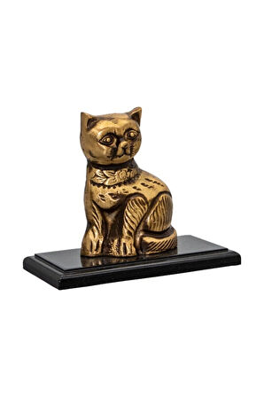 Pirinç Masa Üstü Biblo Kedi