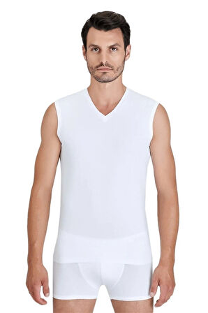 Erkek Beyaz Francesco V Yaka t-shirt