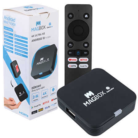 MAGBOX ELECTROBOX 2 GB RAM H313 İŞLEMCİ 16 GB HDD 4K ULTRA DAHİLİ WİFİ HD ANDROID TV BOX (ANDROID 10)