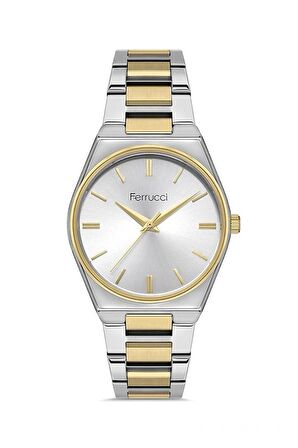 Ferrucci 1.Sınıf Çelik Sade Şık Su Geçirmez Kadın Kol Saat+Bileklik