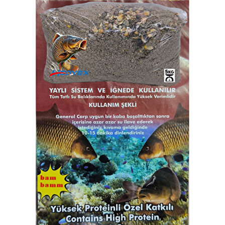 Hedyex 5Kg Sazan Tozu Yüksek Proteinli Özel Katkılı Sazan Alabalık Avı Toz Yem