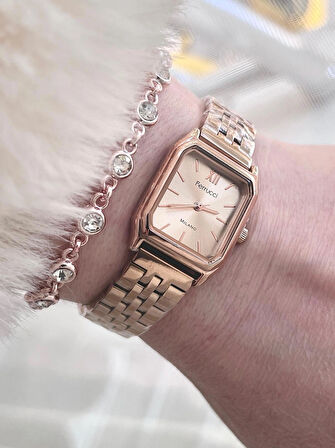 Ferrucci Milano Minimal Kare Kadran Çelik Kadın Kol Saati+Bileklik Hediyeli
