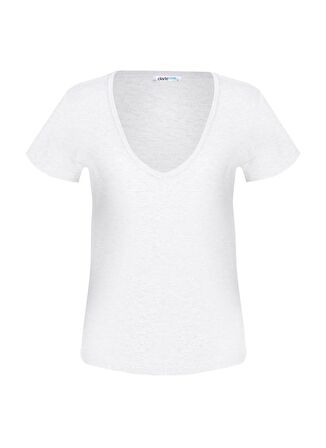 Darkzone V Yaka Düz Beyaz Erkek T-Shirt DZN8712