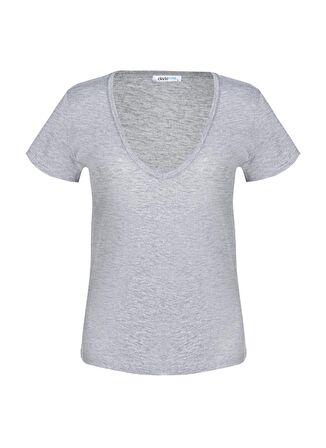 Darkzone V Yaka Düz Gri Erkek T-Shirt DZN8713